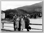 Po Koroškem, Dravograd, 12. 6. 1959: Andrej Černilogar, Sonja Močnik, Franček Novak, Vlada Božič, Vojo Duletič  (fotoarhiv Vlade Eržen)