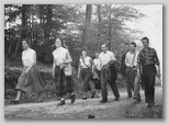 Litija-Čatež 16. maja 1958: Anton Slodnjak, Stanko Šimenc, skrajno desno Andrej Černilogar, arhiv Silva Faturja