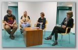 O utopiji v Slovanski knjižnici: Aljoša Harlamov, Veronika Šoster, Tatjana Pristolič, Jana Šnytova